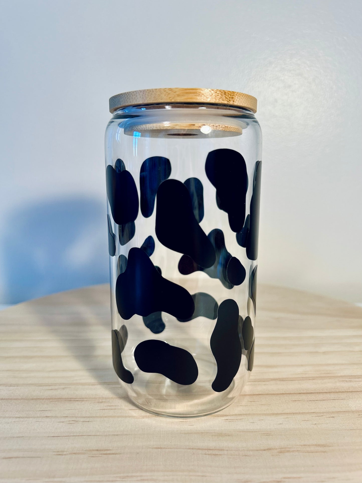 Cow Print Glass Cup