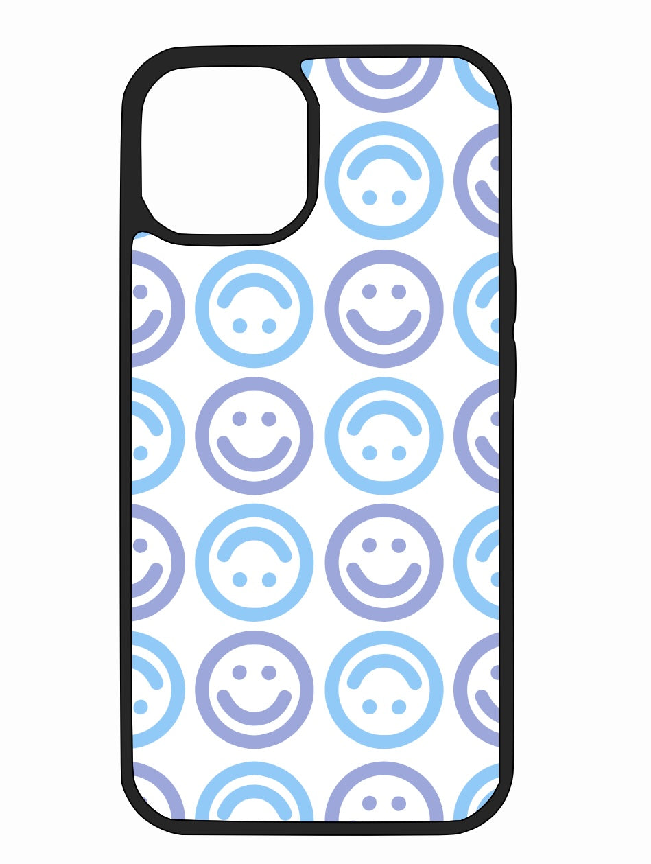 Blue/Purple Smiley Faces iPhone Case