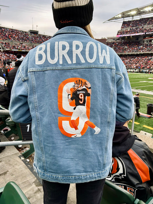 Painted Cincy Football Jean Jacket